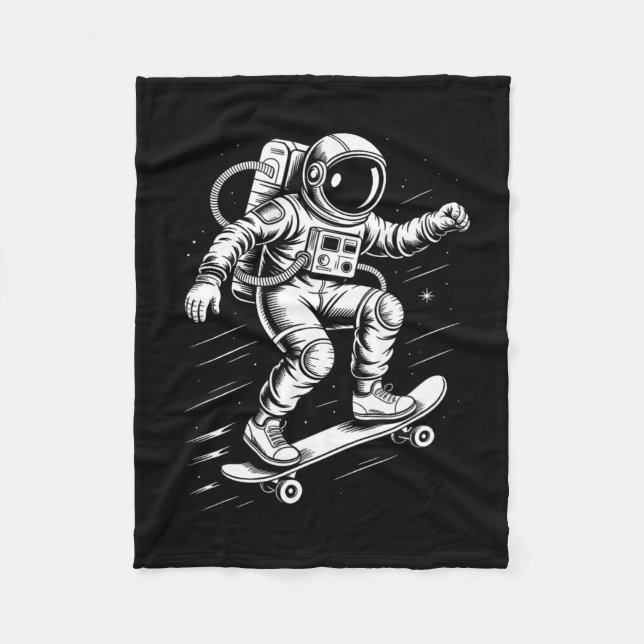 Astronaut Skateboardåkning I Rymden Kosmisk Skatar Fleecefilt (Framsidan)