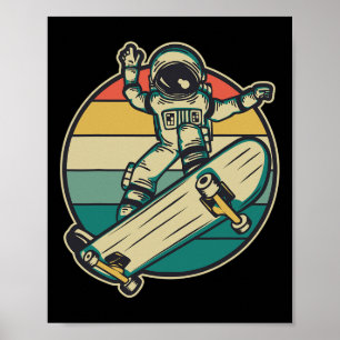 Astronaut Skateboardåkning Skateboard Poster