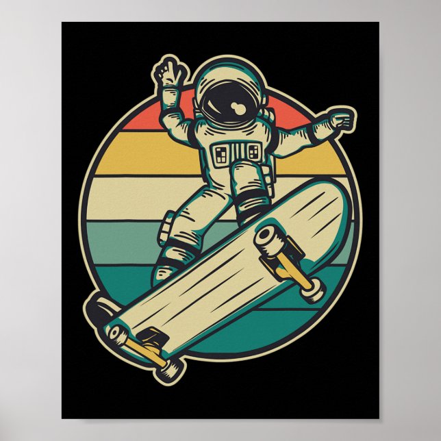 Astronaut Skateboardåkning Skateboard  Poster (Framsidan)