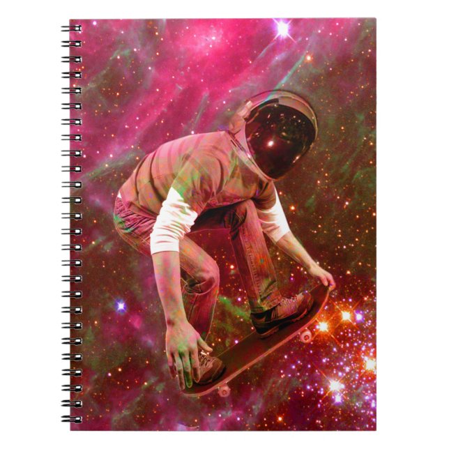 Astronaut Skateboarder Anteckningsbok Med Spiral (Framsidan)