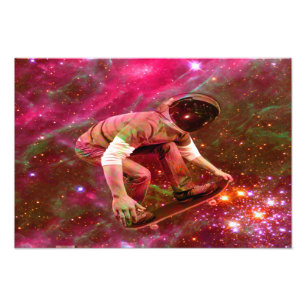 Astronaut Skateboarder Fototryck