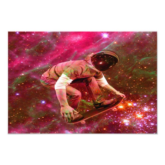 Astronaut Skateboarder Fototryck (Framsidan)