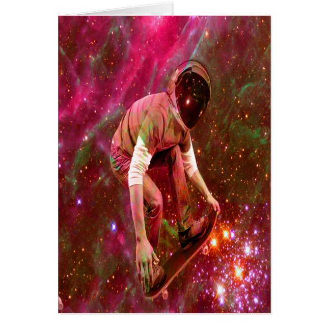 Astronaut Skateboarder Hälsningskort (Framsidan)