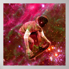 Astronaut Skateboarder Poster
