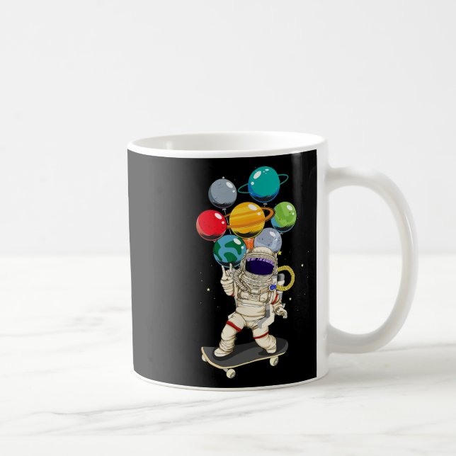 Astronaut Skateboarding Barn Lloon Planeter Rymden Kaffemugg (Höger)