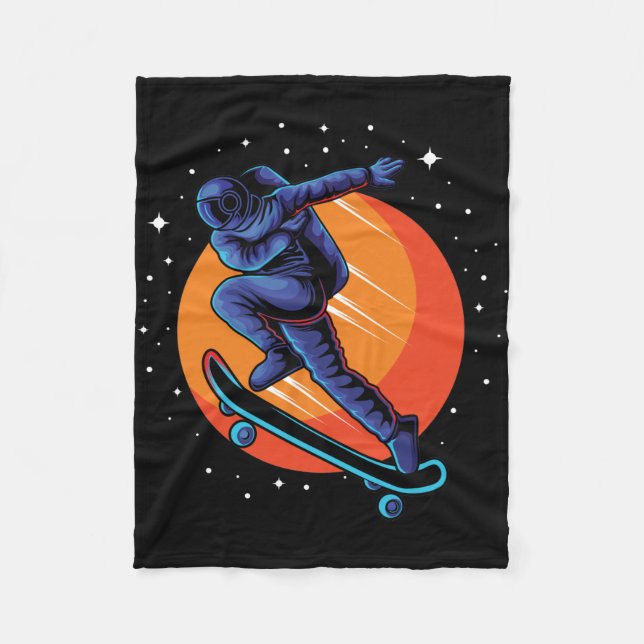 Astronaut Skateboarding I Rymden Fleecefilt (Framsidan)