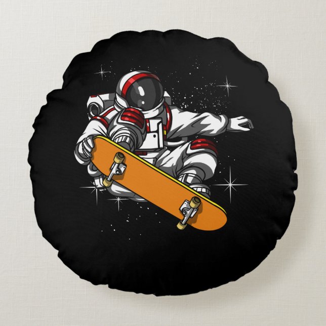 Astronaut Skater Rund Kudde (Framsidan)