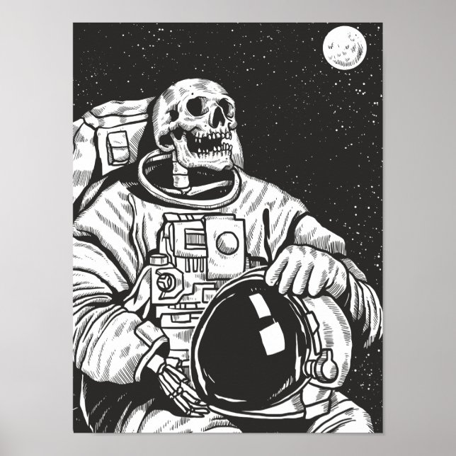 Astronaut Skeleton Spooky Skull Poster (Framsidan)