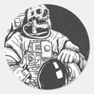Astronaut Skeleton Spooky Skull Runt Klistermärke