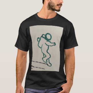 Astronaut Sketch Grönt på vit vit T Shirt
