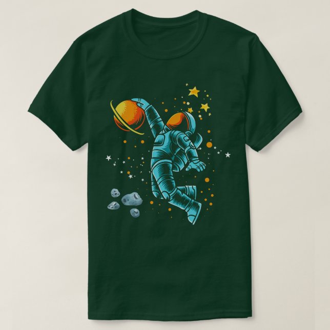 Astronaut Slam dunk Basketball Rymden Astrono T Shirt (Design framsida)