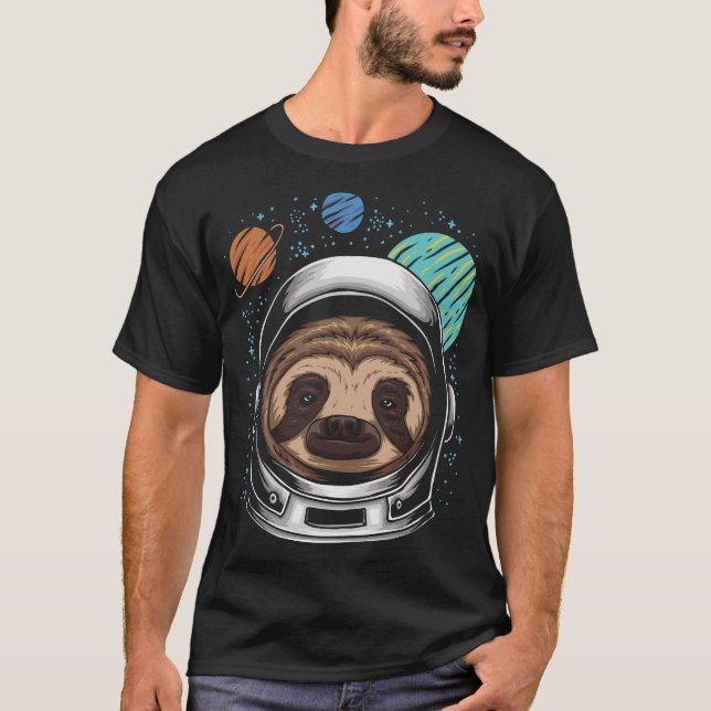 Astronaut Sloth Helmet Space T Shirt (Framsida)