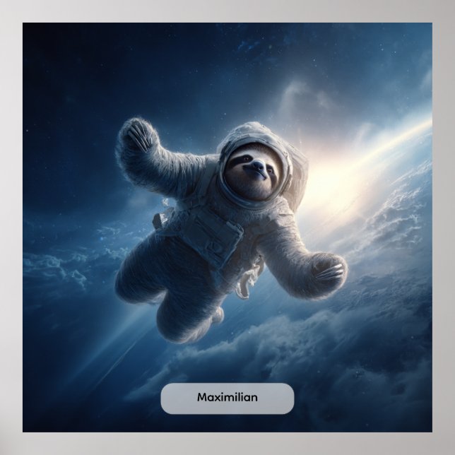 Astronaut Sloth Space Surreal Animal Personalized  Poster (Framsidan)
