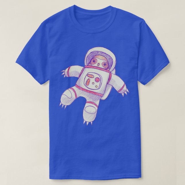 Astronaut Sloth Teckning T Shirt (Design framsida)