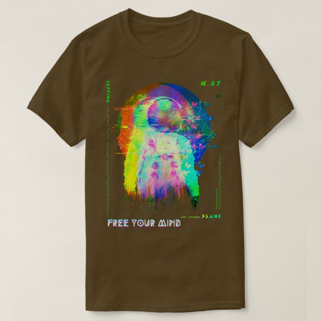 Astronaut Smälter Vaporwave, fritt från ditt sinne T Shirt (Design framsida)