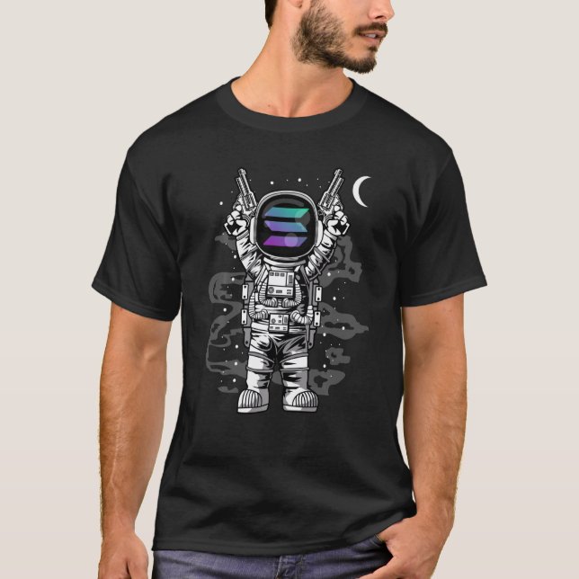 Astronaut Solana Coin Sol till kryptotoken för Mån T Shirt (Framsida)