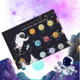 Astronaut Solar System Kids Monogram födelsedag Inbjudningar