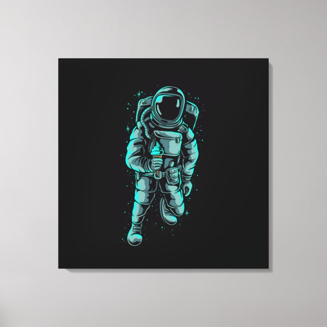 Astronaut som äter glass Sträckt Canvas Print (Framsida)
