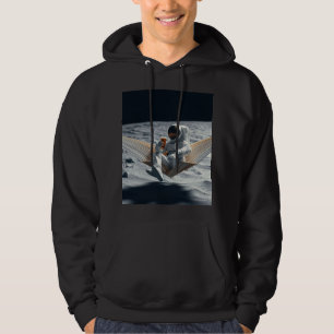 Astronaut som chillar med öl på månen hoodie