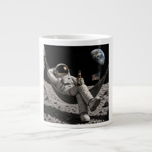 Astronaut som chillar med öl på månen jumbo mugg