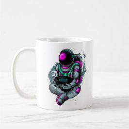 Astronaut som håller det svarta hålet kaffemugg