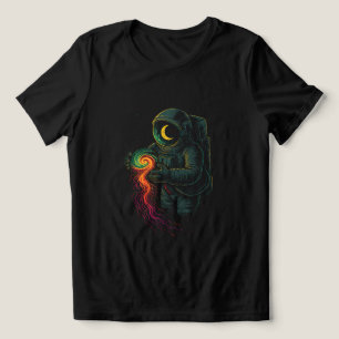 Astronaut som håller en kosmisk spiral t shirt