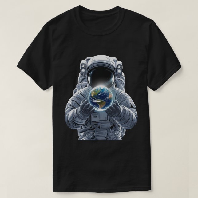 Astronaut som håller jorden  t shirt (Design framsida)