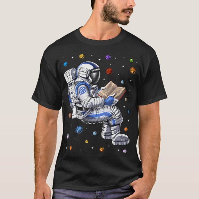 Astronaut som läser bok t shirt (Framsida)