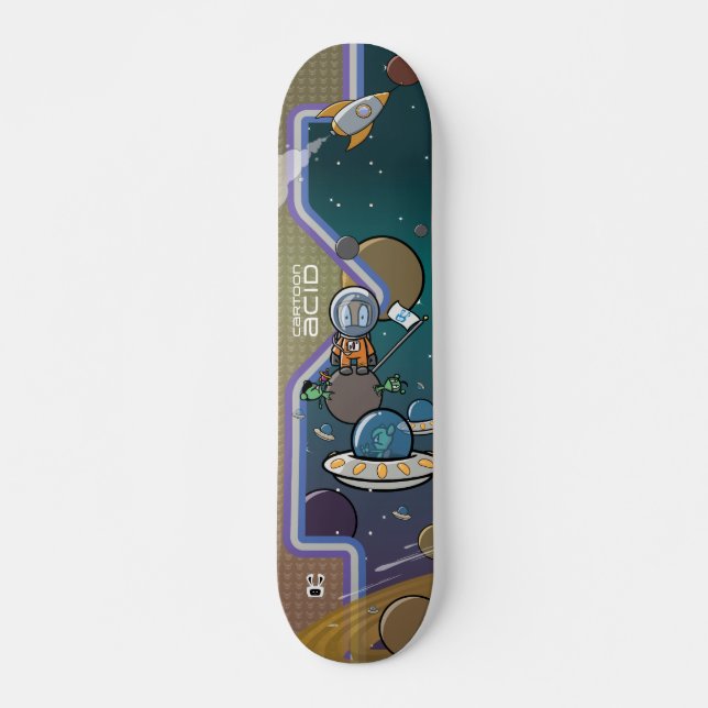 Astronaut som överfalla från bakhåll i utrymme av skateboard bräda 19,5 cm (Framsida)