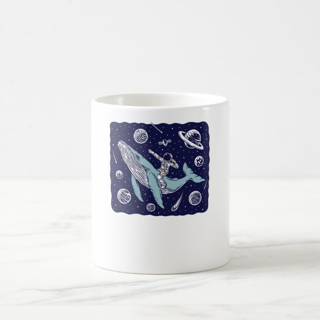 Astronaut som rider en val kaffemugg (Center)