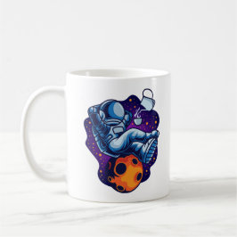 Astronaut som slappnar av med kaffe kaffemugg