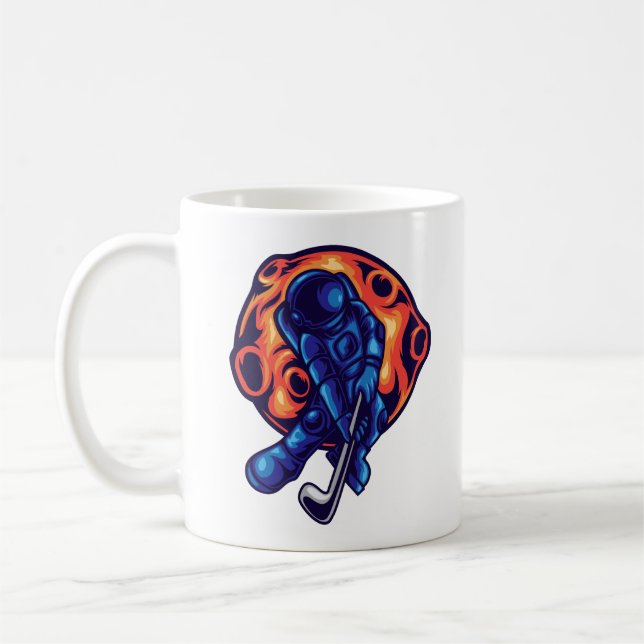 Astronaut som spelar golf kaffemugg (Vänster)