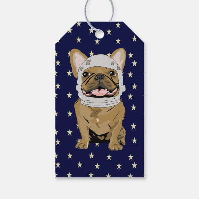 Astronaut söt hund presentetikett (Framsidan)