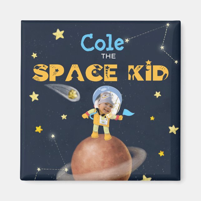 👨 ‍ 🚀 Astronaut söta rymdtema Anpassningsbar Fot Magnet (Framsidan)