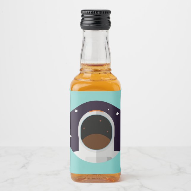 astronaut space astronomy universum spritflaskor etikett (Framsida)