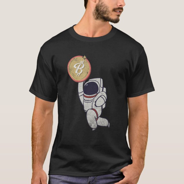 Astronaut Space B Bitcoin Crypto Art T Shirt (Framsida)
