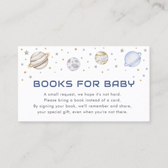 Astronaut Space Baby Shower Bokar för Baby Card Visitkort (Framsida)
