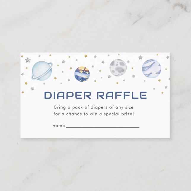 Astronaut Space Baby Shower Diaper Raffle Card Visitkort (Framsida)