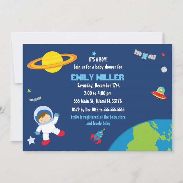 Astronaut Space Baby Shower-inbjudan Inbjudningar (Framsida)