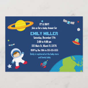 Astronaut Space Baby Shower-inbjudan Inbjudningar