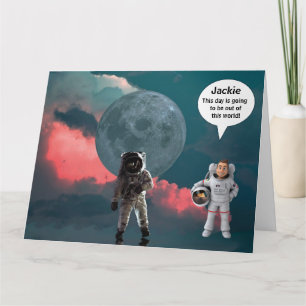 Astronaut Space Birday Card Kort
