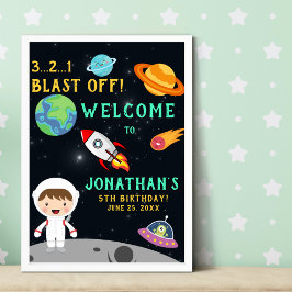 Astronaut Space Birthday Blast Off Theme" Poster
