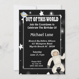 Astronaut Space Birthday-inbjudan Inbjudningar