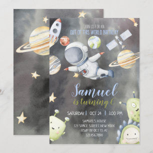 Astronaut Space Birthday-inbjudan Inbjudningar