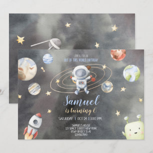 Astronaut Space Birthday-inbjudan Inbjudningar