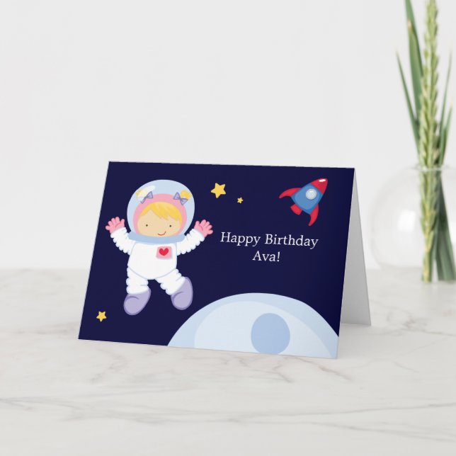 Astronaut Space Birthday Kort (Framsida)
