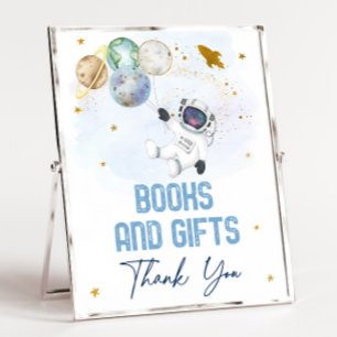 Astronaut Space Blue Guld Bokar & presentations-te Poster