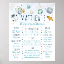 Astronaut Space Blue Guld Första födelsedagsmomste