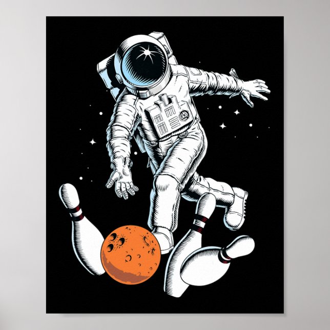 Astronaut Space Bowling Coola Astronaut Bowling Lo Poster (Framsidan)