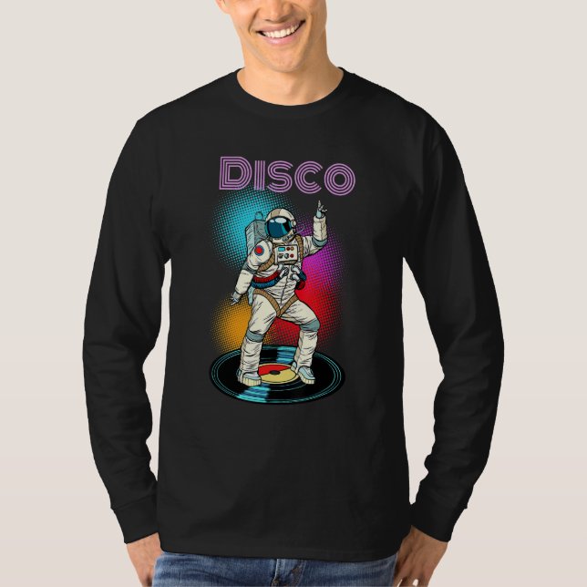Astronaut Space Disco Dancing Novelty Graphic Cool T Shirt (Framsida)